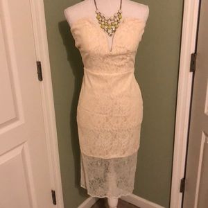 Ivory sweetheart neck mini dress
